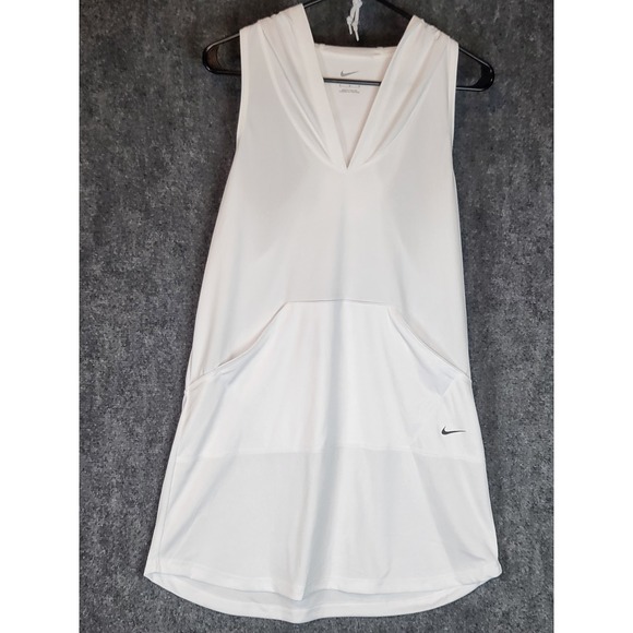 Nike Women's White Sleeveless Hooded Swim Dress Cover Up NESS9357 Sz M‎ Active - Picture 1 of 9
